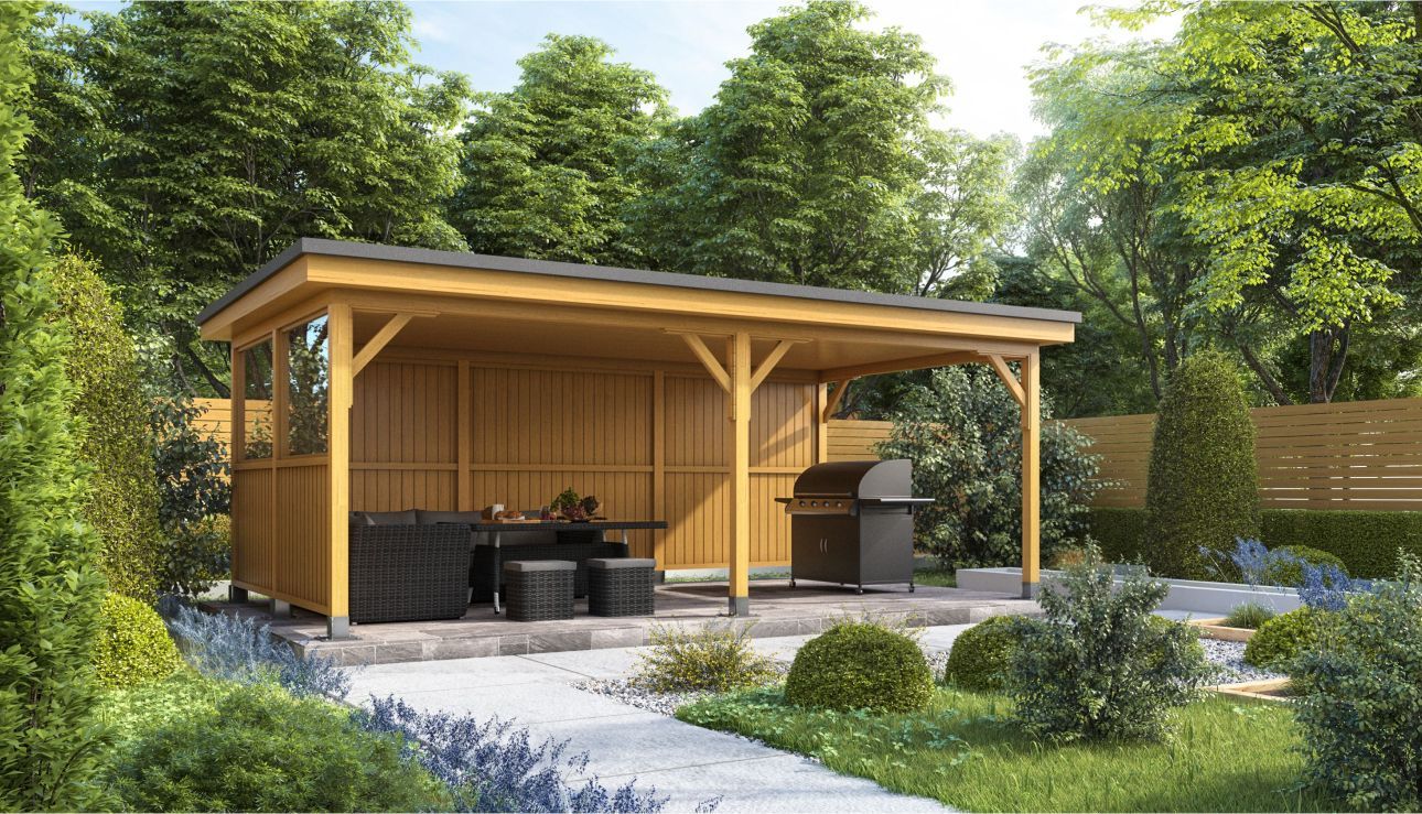 Horizon Garden Shelter in a garden setting