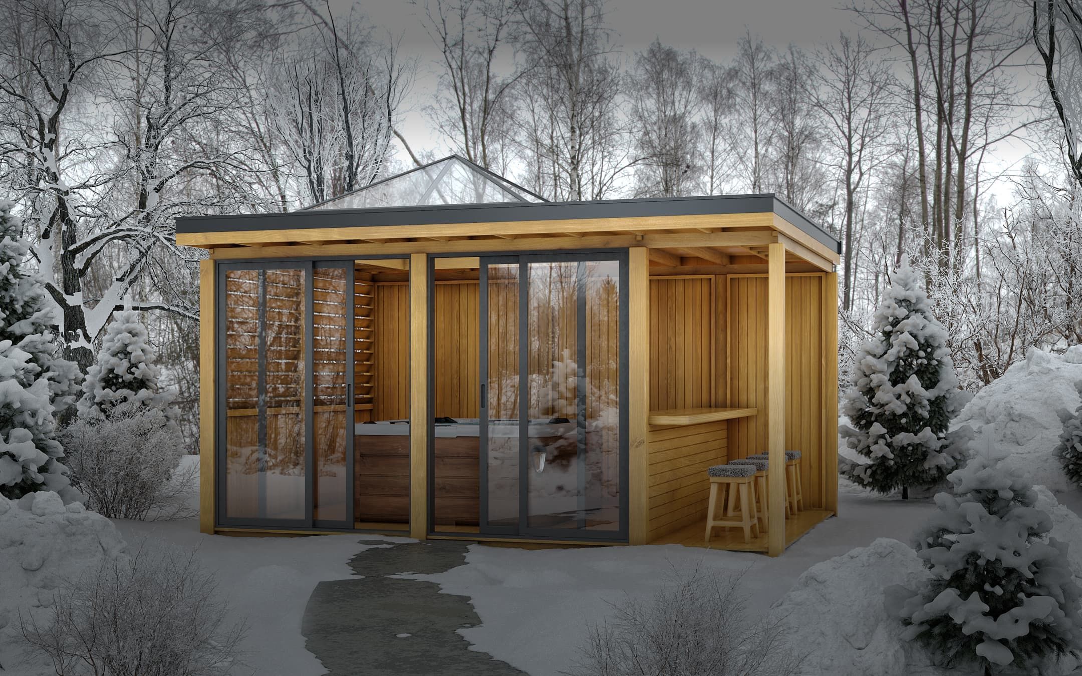 St. Tropez Luxury Garden Building in a garden setting